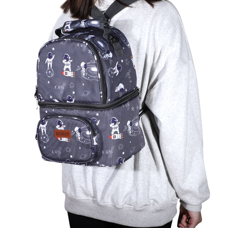 Sac à dos isotherme ado gris, polyester, fermeture bidirectionnelle