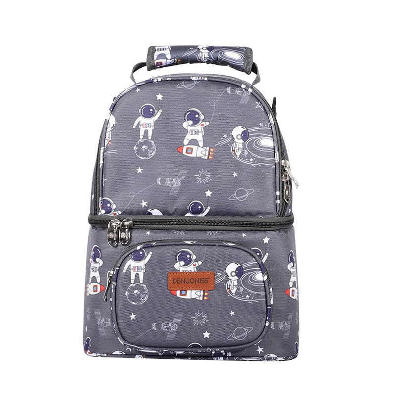 Sac à dos isotherme ado gris, polyester, fermeture bidirectionnelle