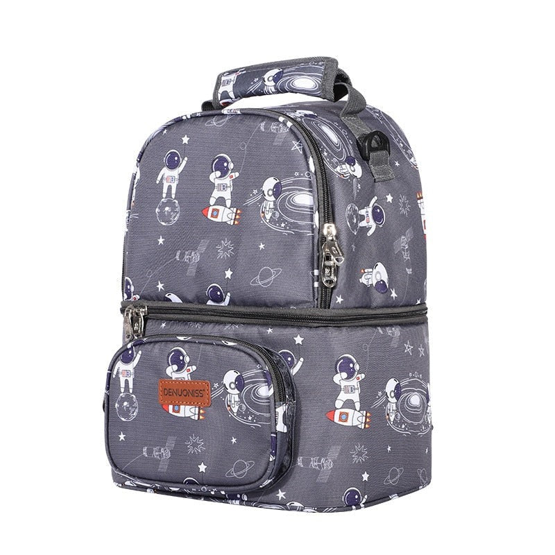 Sac à dos isotherme ado gris, polyester, fermeture bidirectionnelle