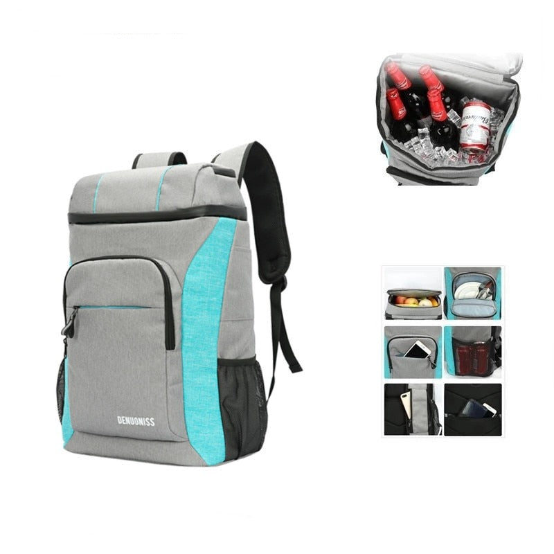 Sac à dos isotherme adulte en nylon, avec poche gourde