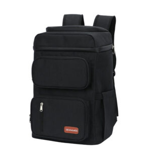 Sac à dos isotherme noir, nylon résistant à l'eau, 20,5 × 29 × 39 cm