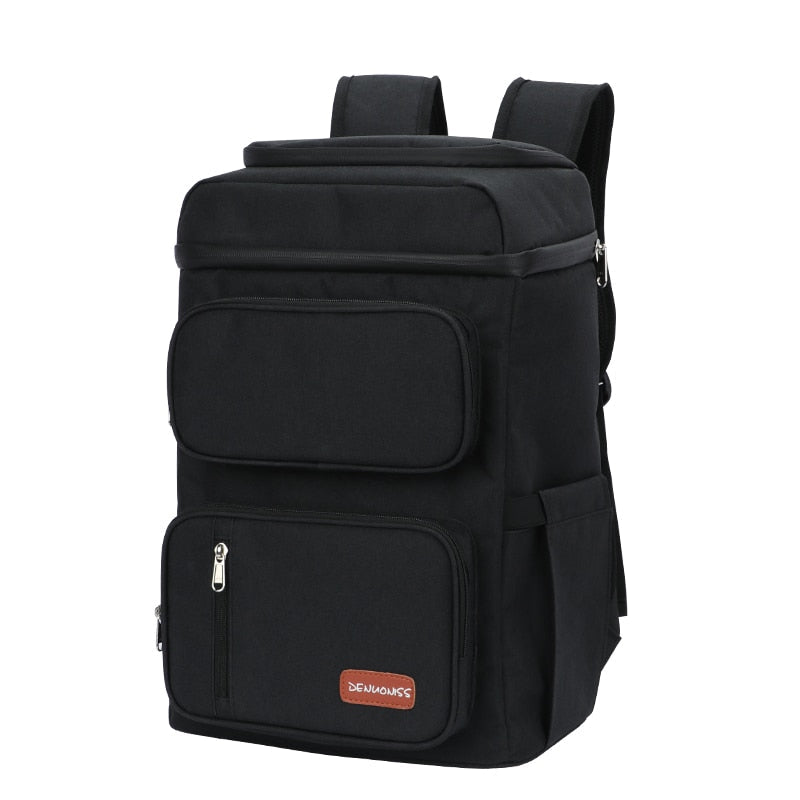 Sac à dos isotherme noir, nylon résistant à l'eau, 20,5 × 29 × 39 cm