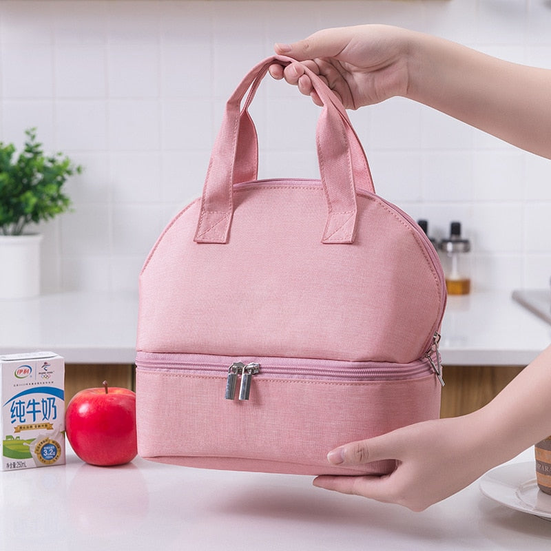 Sac à lunch pour goûter avec bandoulière amovible et poches filet