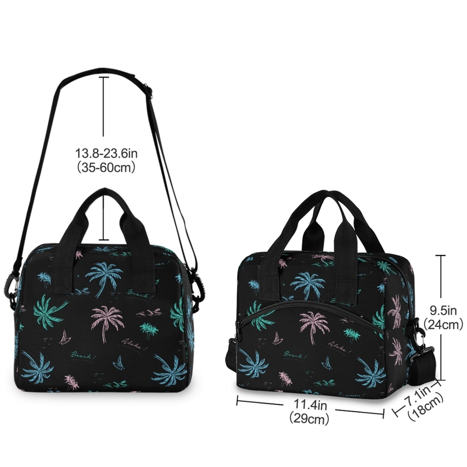 Sac isotherme repas Tropical à base rigide, neuf motifs