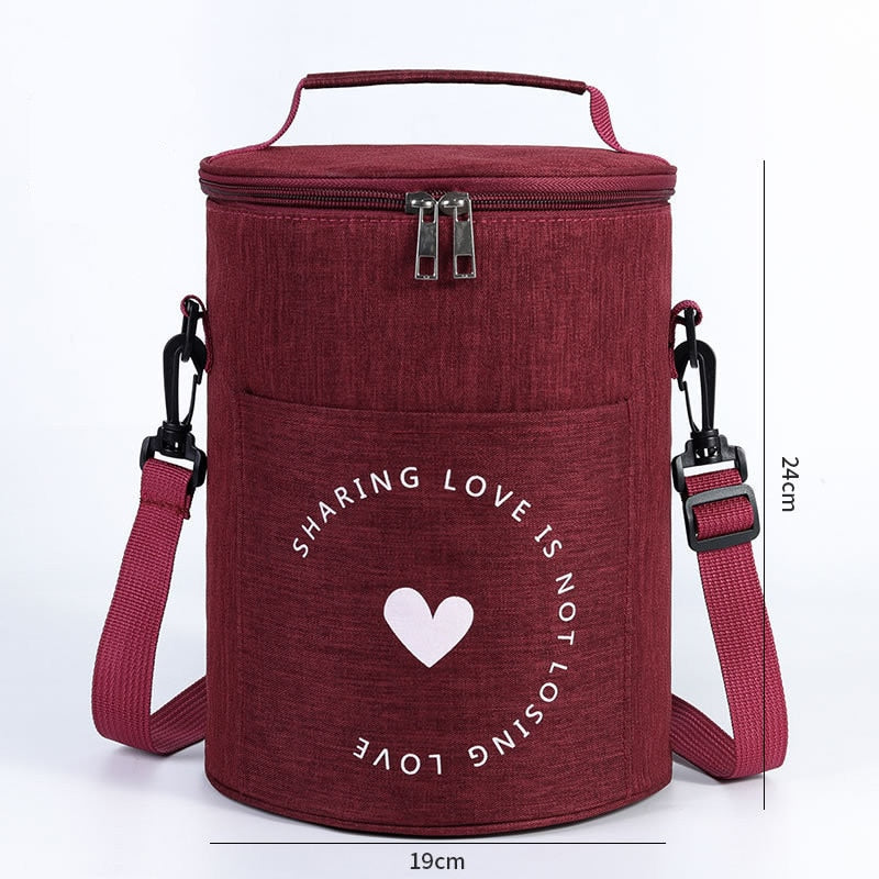Sac à lunch isotherme cylindrique en polyester, quatre coloris