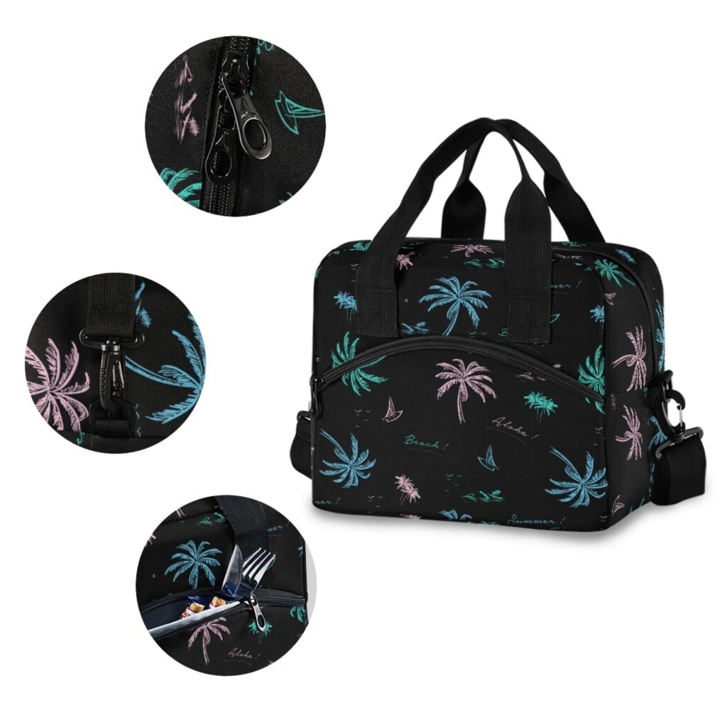 Sac isotherme repas Tropical à base rigide, neuf motifs