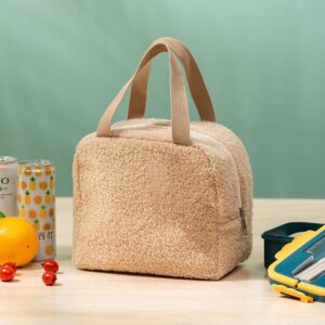 Sac à lunch peluche en polyester, cinq teintes, avec ou sans jouet