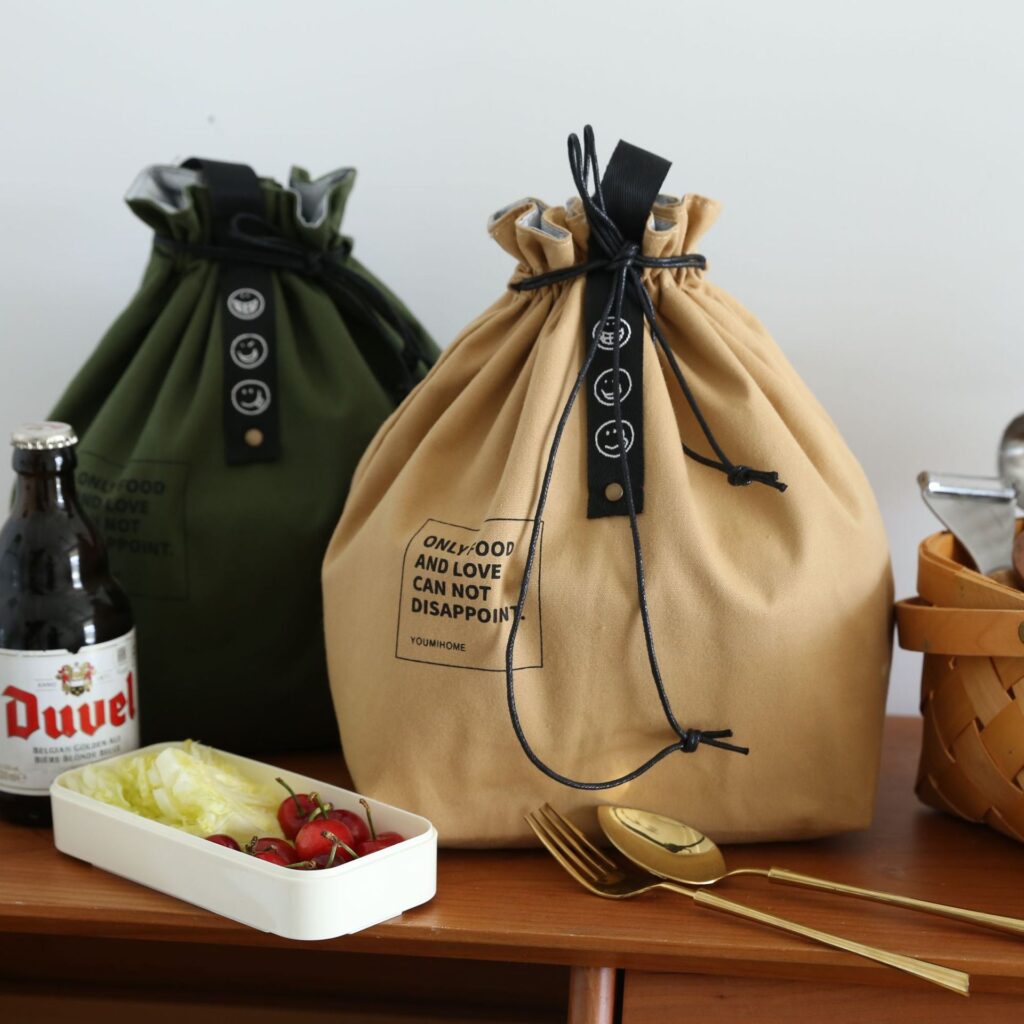 Sac à lunch chic en toile, format sac à dos avec poche avant