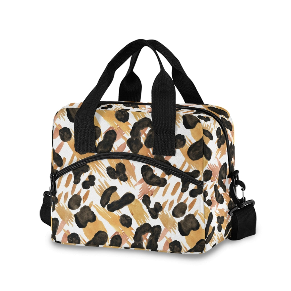 Sac à repas Léopard en nylon avec sangle ajustable