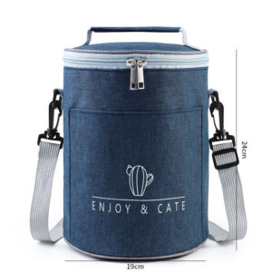 Sac à lunch isotherme cylindrique en polyester, quatre coloris