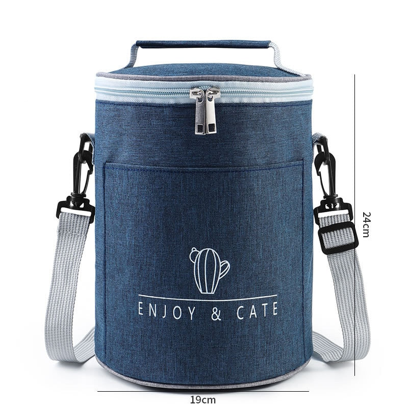 Sac à lunch isotherme cylindrique en polyester, quatre coloris