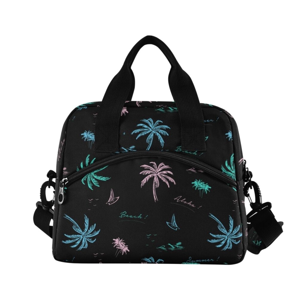 Sac isotherme repas Tropical à base rigide, neuf motifs