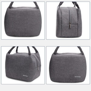 Sac à repas isotherme gris avec poche extérieure