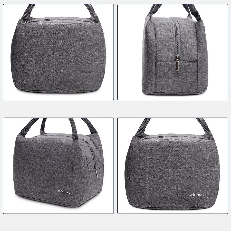 Sac à repas isotherme gris avec poche extérieure
