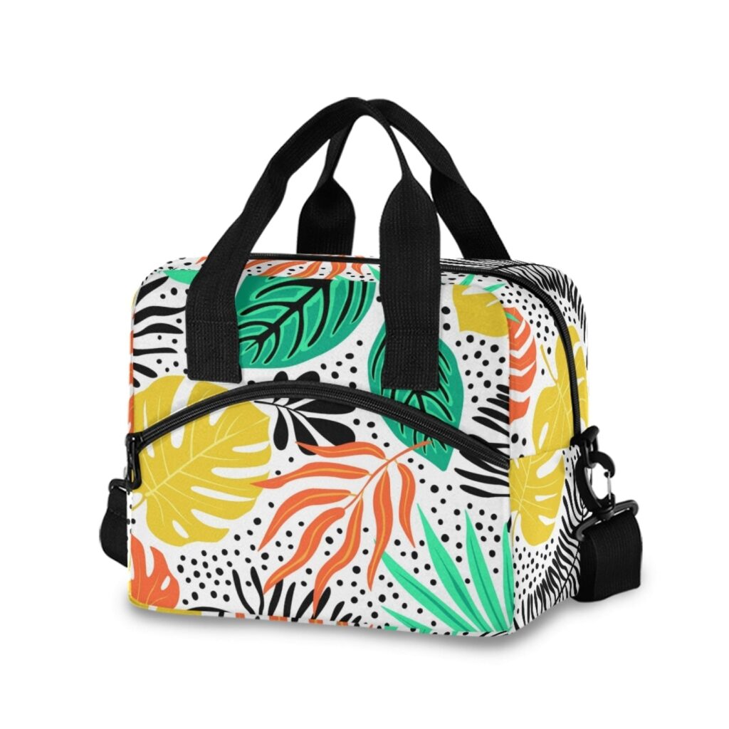 Sac isotherme repas Tropical à base rigide, neuf motifs