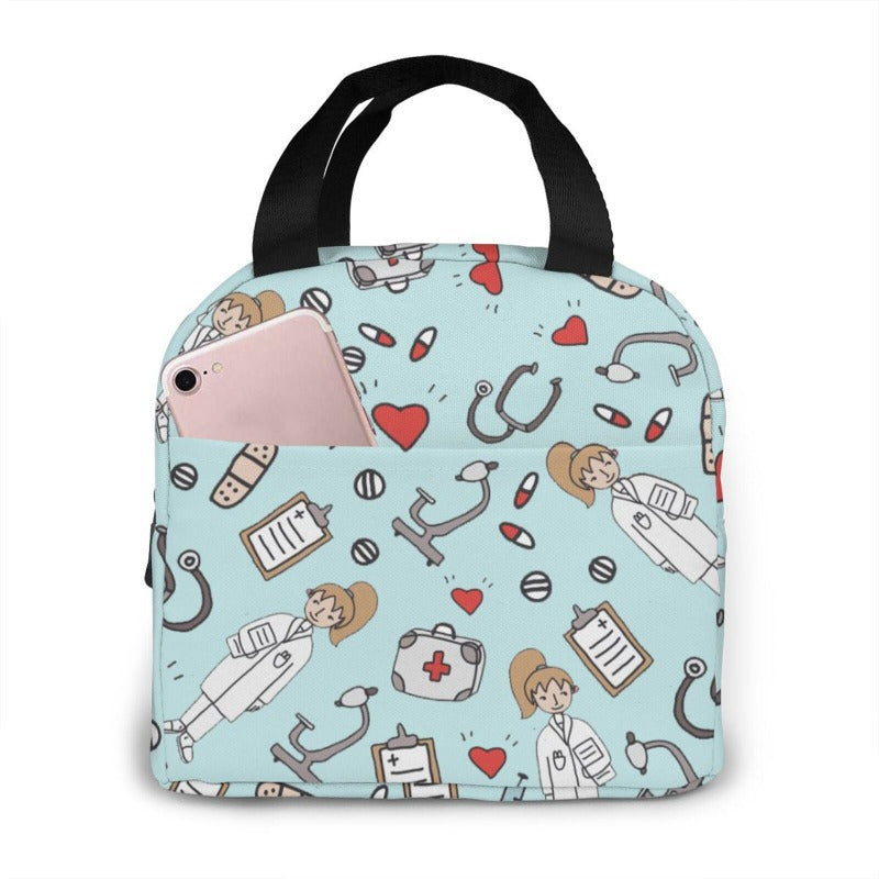 Sac isotherme repas dentiste kawaii, sept modèles illustrés