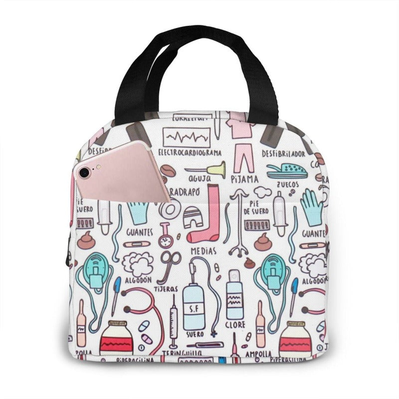 Sac isotherme repas dentiste kawaii, sept modèles illustrés