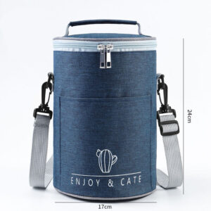 Sac à lunch isotherme cylindrique en polyester, quatre coloris