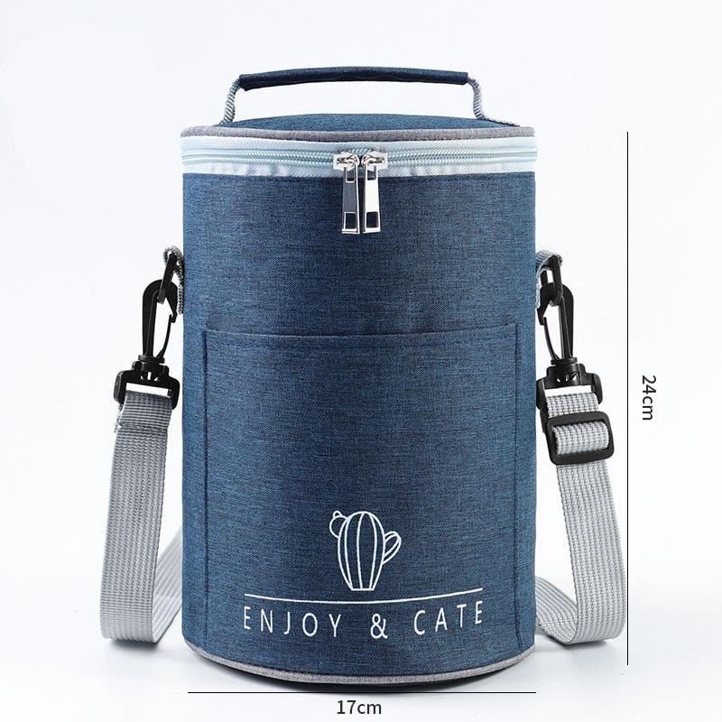 Sac à lunch isotherme cylindrique en polyester, quatre coloris