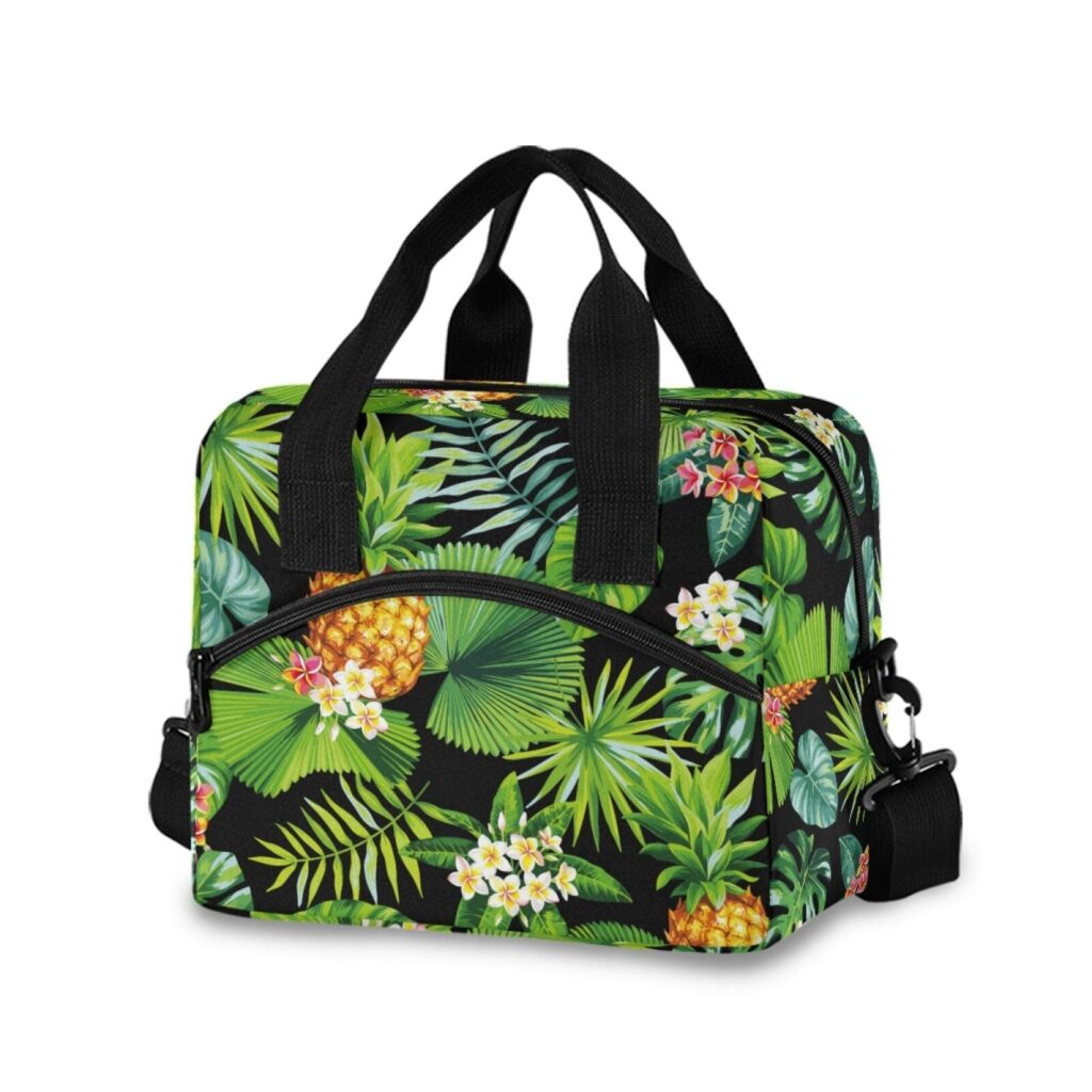 Sac isotherme repas Tropical à base rigide, neuf motifs