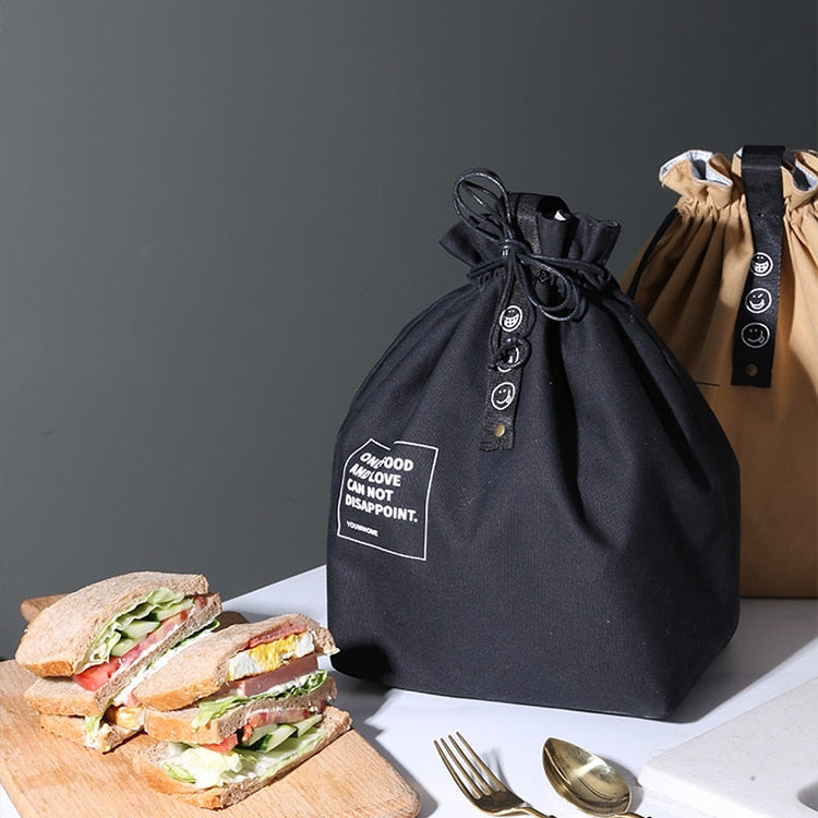 Sac à lunch chic en toile, format sac à dos avec poche avant