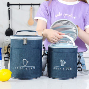 Sac à lunch isotherme cylindrique en polyester, quatre coloris