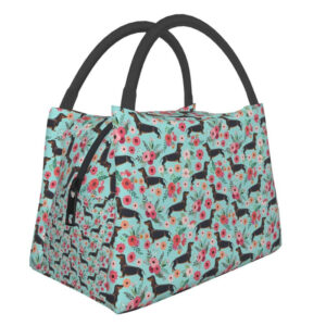 Sac à lunch Teckel en polyester à doublure aluminium réfléchissant