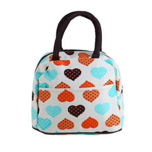 Sac isotherme repas Cœur en nylon, blanc ou bleu