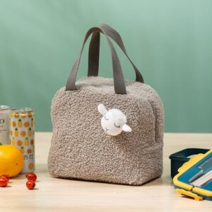 Sac à lunch peluche en polyester, cinq teintes, avec ou sans jouet