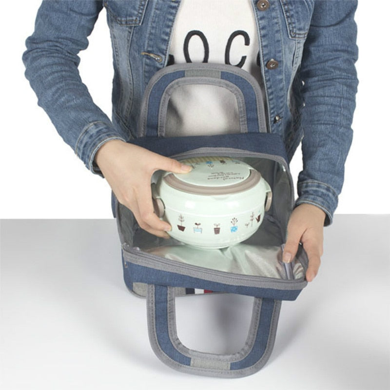 Sac repas isotherme en jean, six styles, doublure aluminium