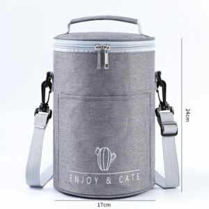 Sac à lunch isotherme cylindrique en polyester, quatre coloris