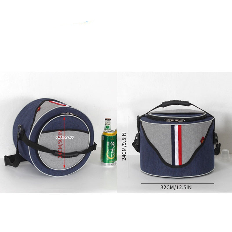 Sac isotherme rond pour bento en polyester, trois coloris