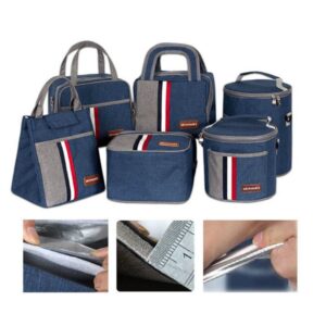 Sac repas isotherme en jean, six styles, doublure aluminium