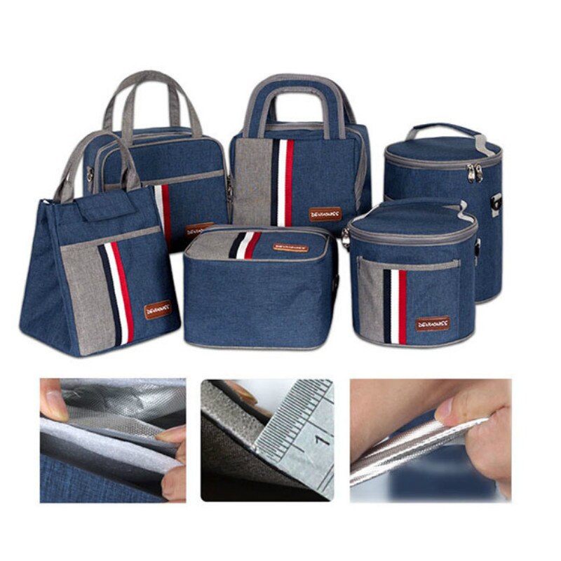 Sac repas isotherme en jean, six styles, doublure aluminium