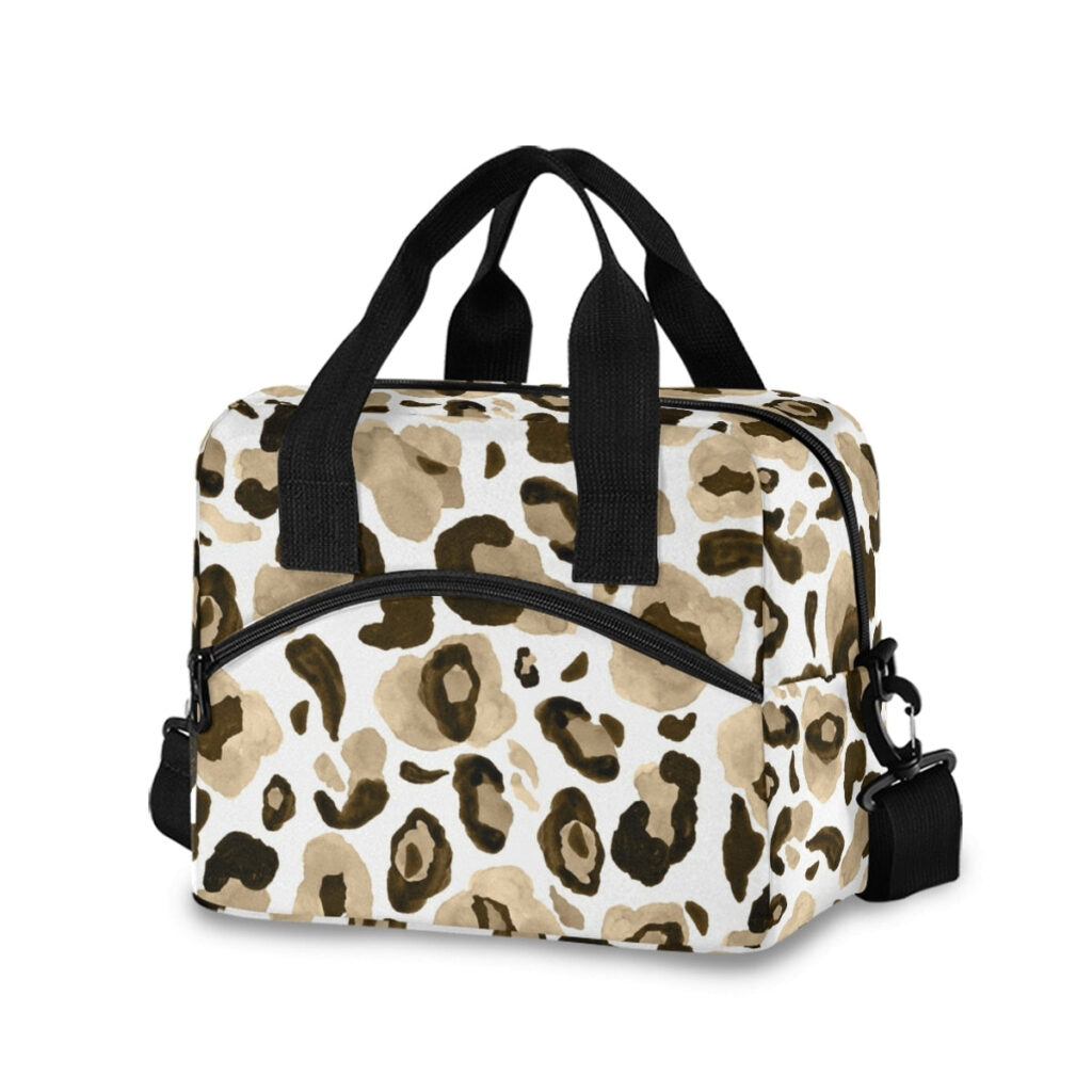 Sac à repas Léopard en nylon avec sangle ajustable