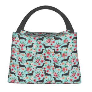 Sac à lunch Teckel en polyester à doublure aluminium réfléchissant