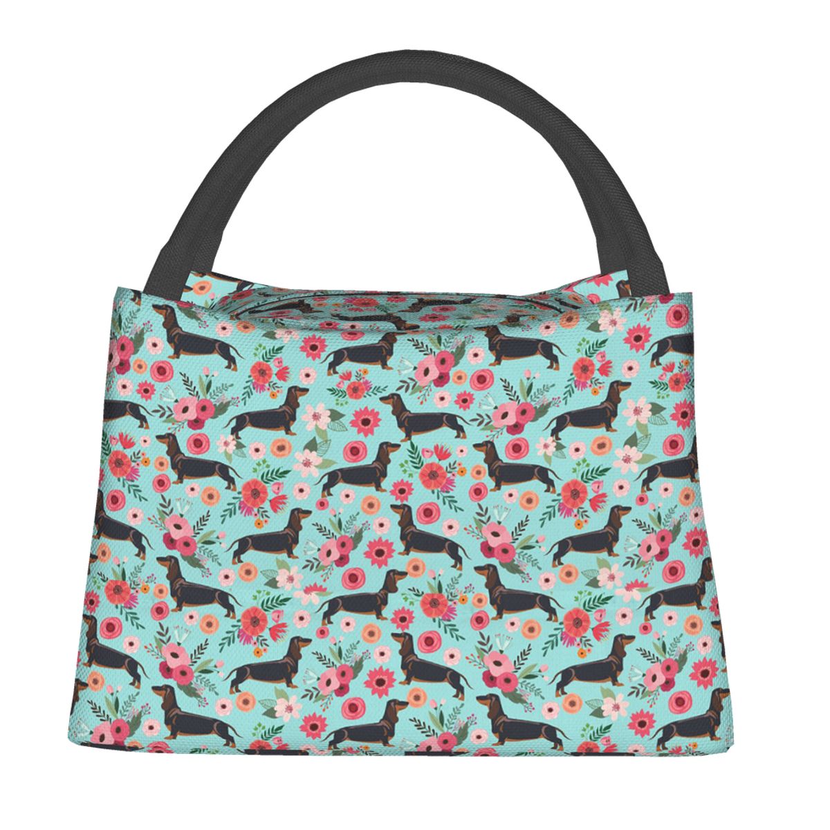 Sac à lunch Teckel en polyester à doublure aluminium réfléchissant