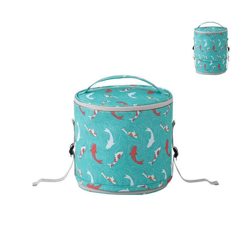 Sac isotherme repas rond en polyester, sept coloris