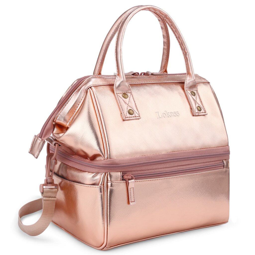 Sac à main isotherme repas en toile rose, avec ou sans sangle