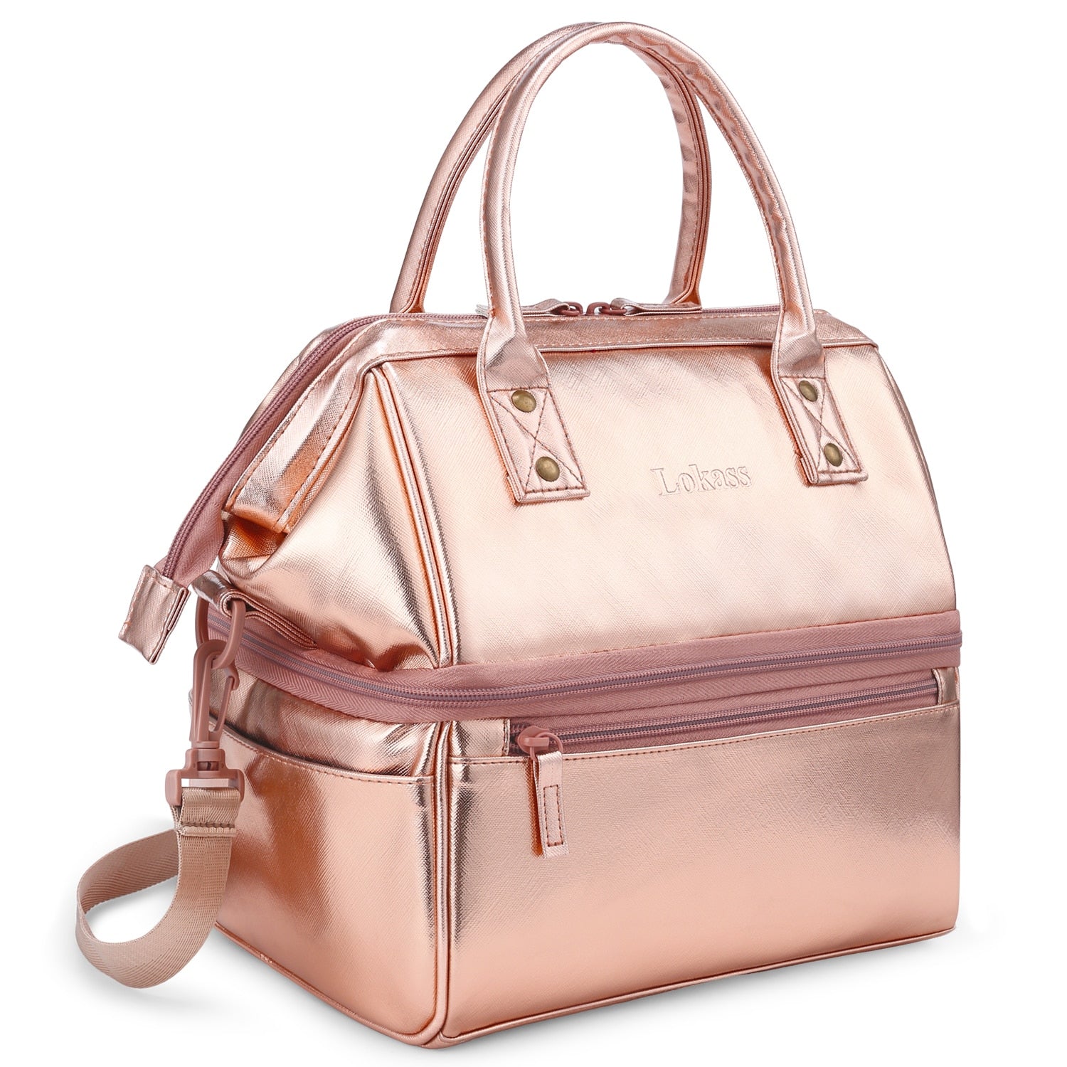 Sac à main isotherme repas en toile rose, avec ou sans sangle