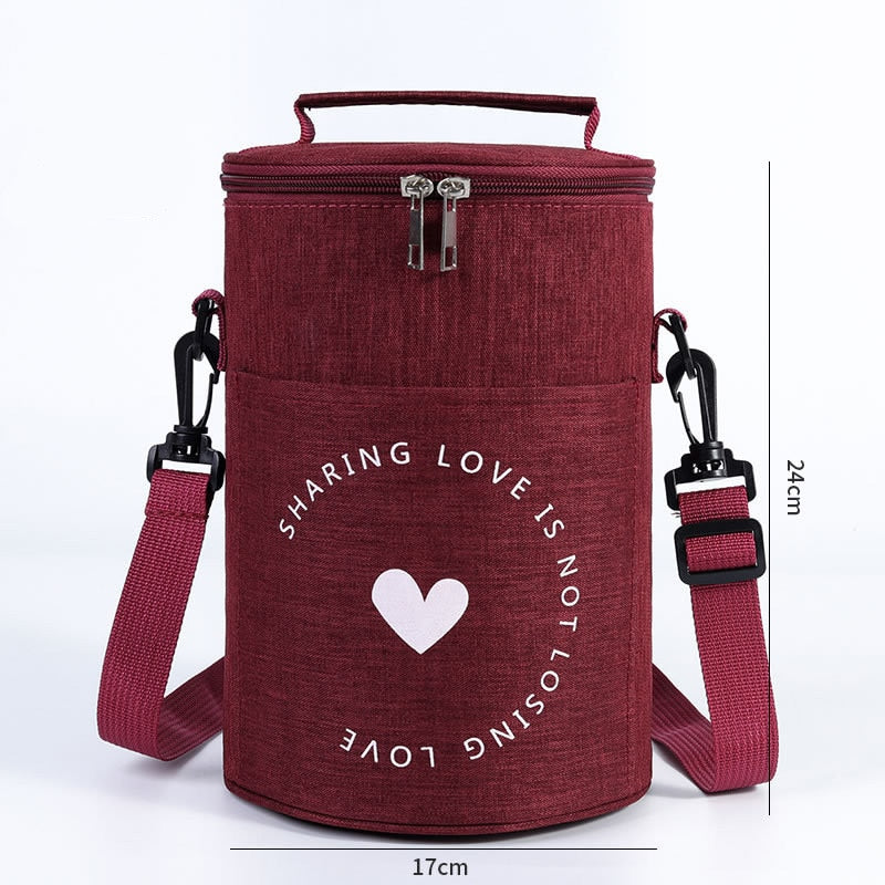 Sac à lunch isotherme cylindrique en polyester, quatre coloris