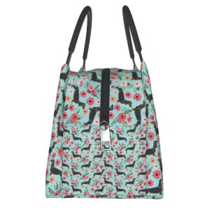 Sac à lunch Teckel en polyester à doublure aluminium réfléchissant