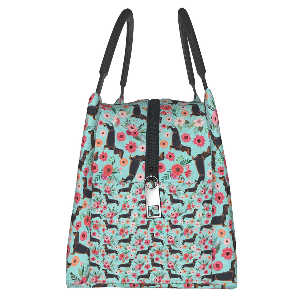 Sac à lunch Teckel en polyester à doublure aluminium réfléchissant