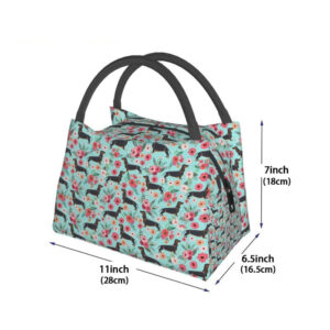 Sac à lunch Teckel en polyester à doublure aluminium réfléchissant