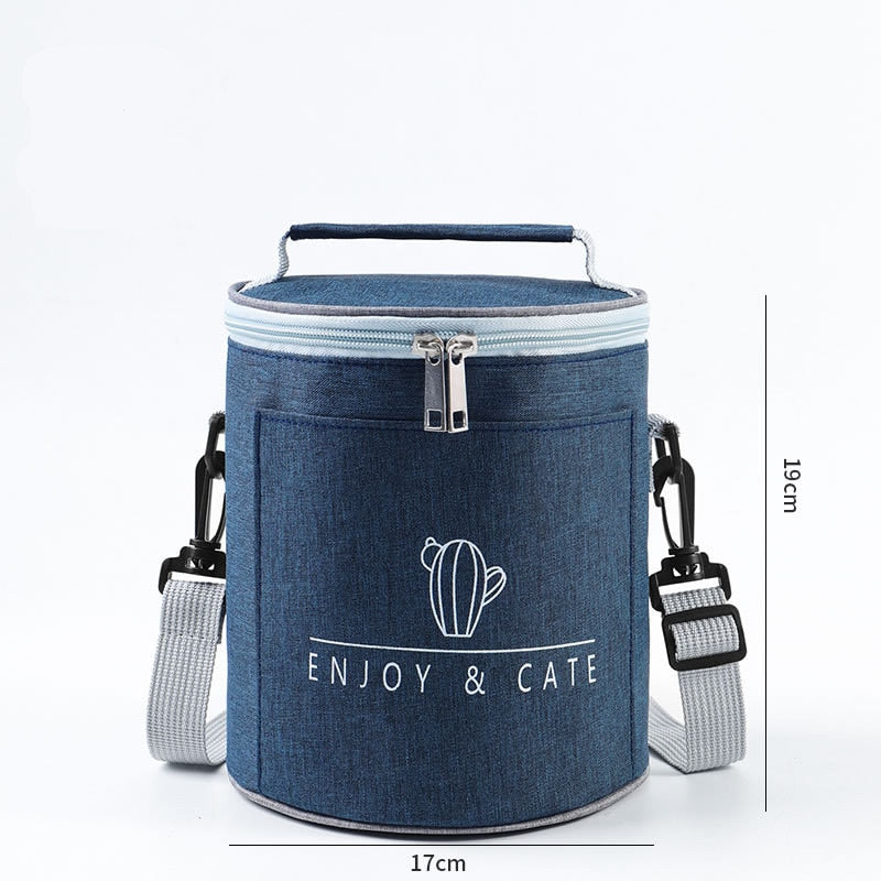 Sac à lunch isotherme cylindrique en polyester, quatre coloris