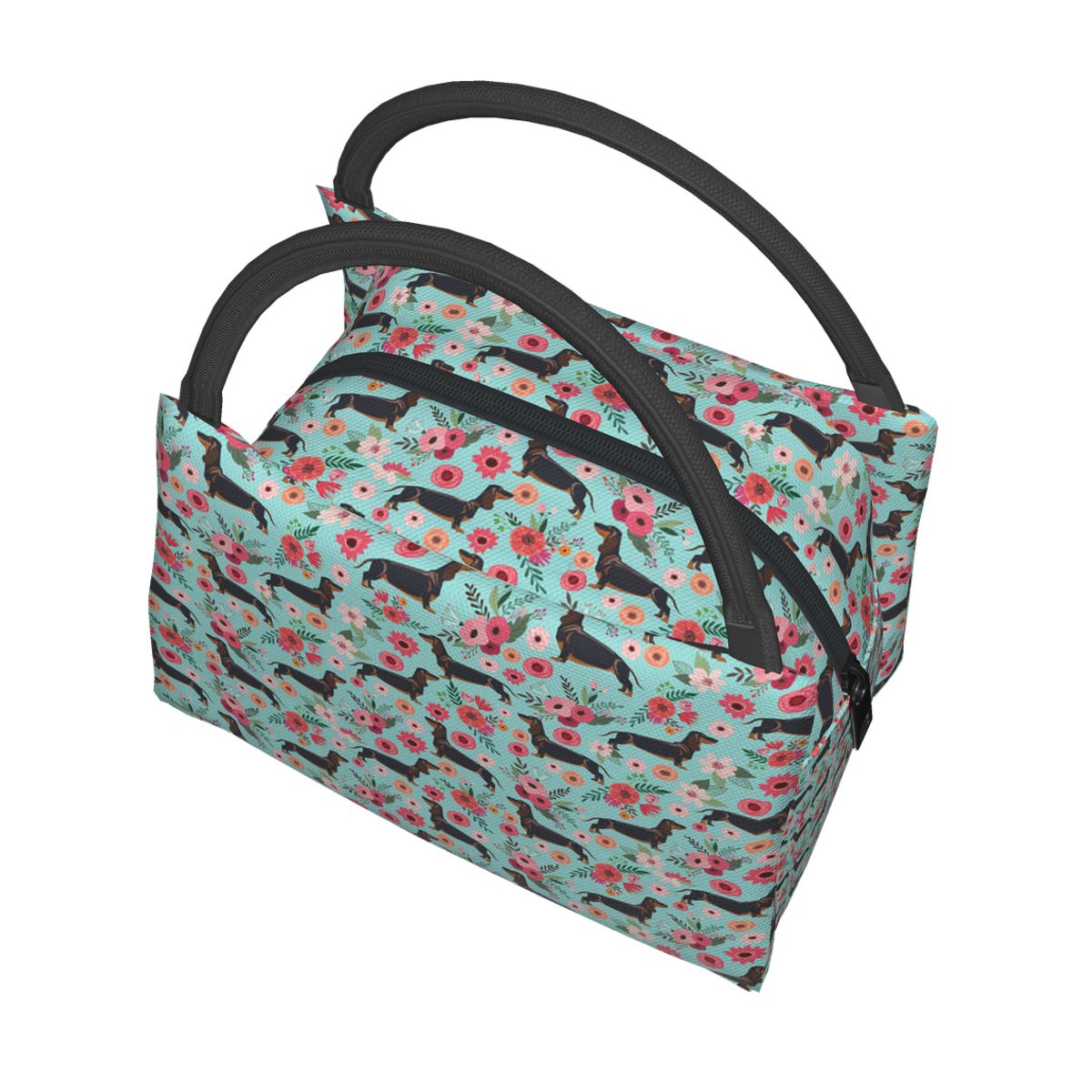 Sac à lunch Teckel en polyester à doublure aluminium réfléchissant