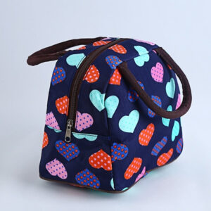 Sac isotherme repas Cœur en nylon, blanc ou bleu