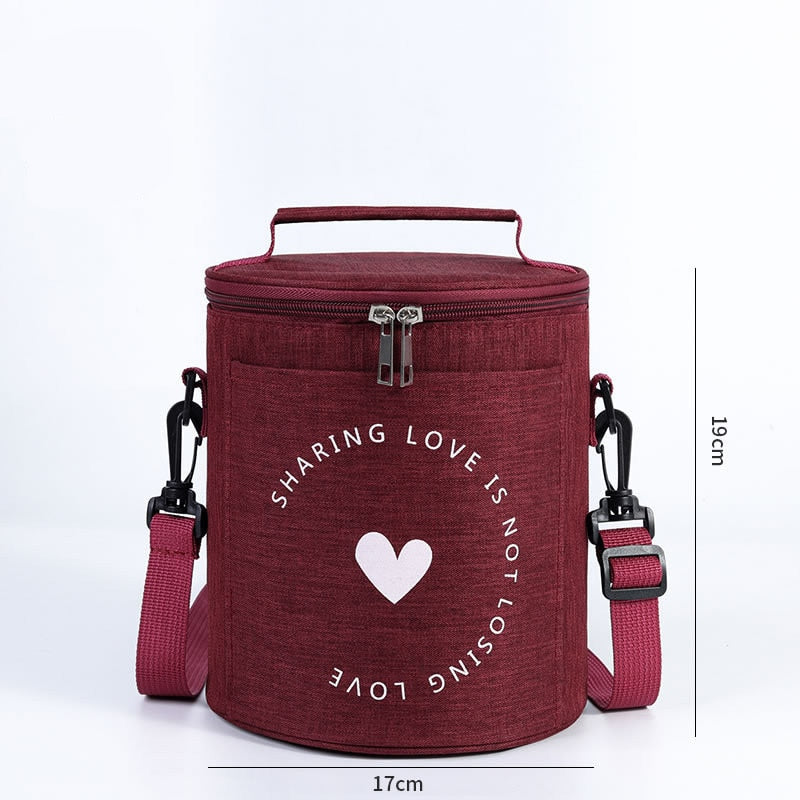 Sac à lunch isotherme cylindrique en polyester, quatre coloris