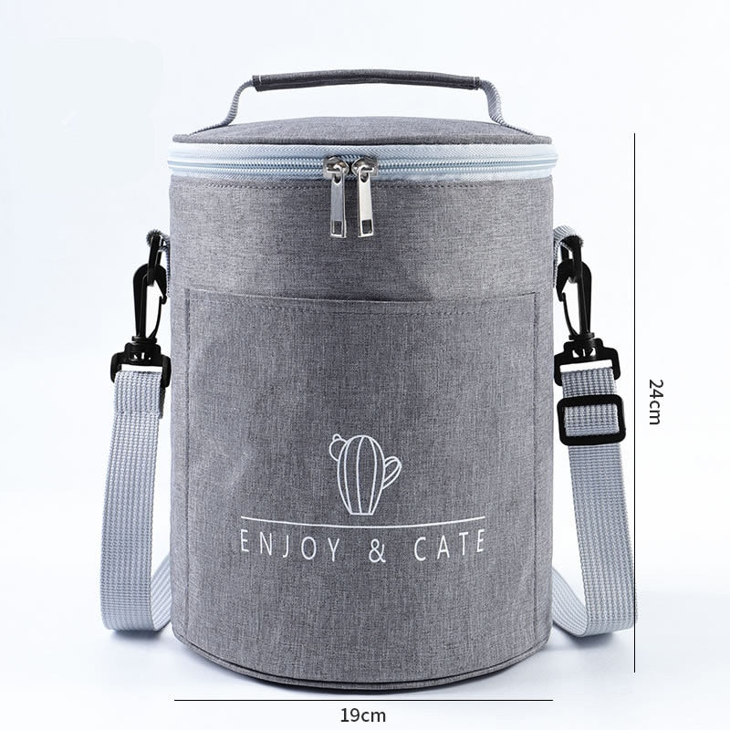 Sac à lunch isotherme cylindrique en polyester, quatre coloris