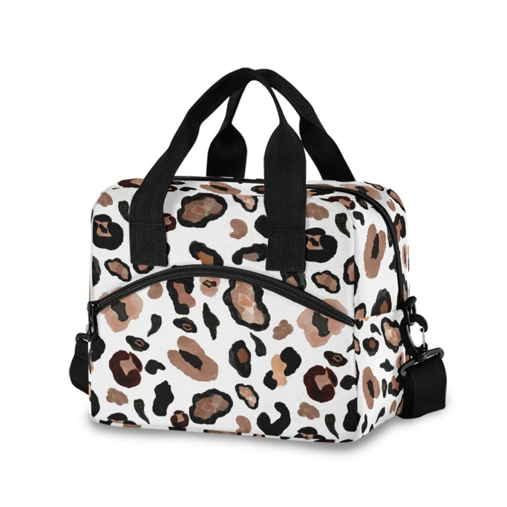 Sac à repas Léopard en nylon avec sangle ajustable